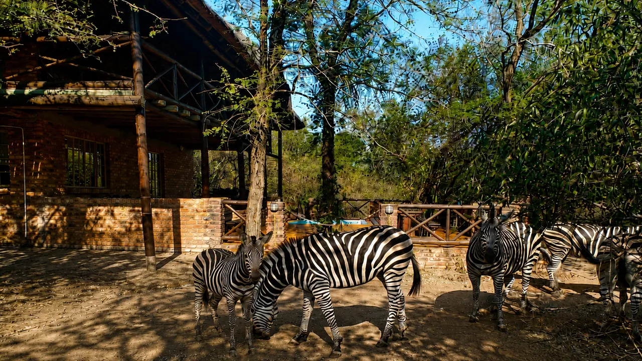 Zebras moving through a Marloth Park setting